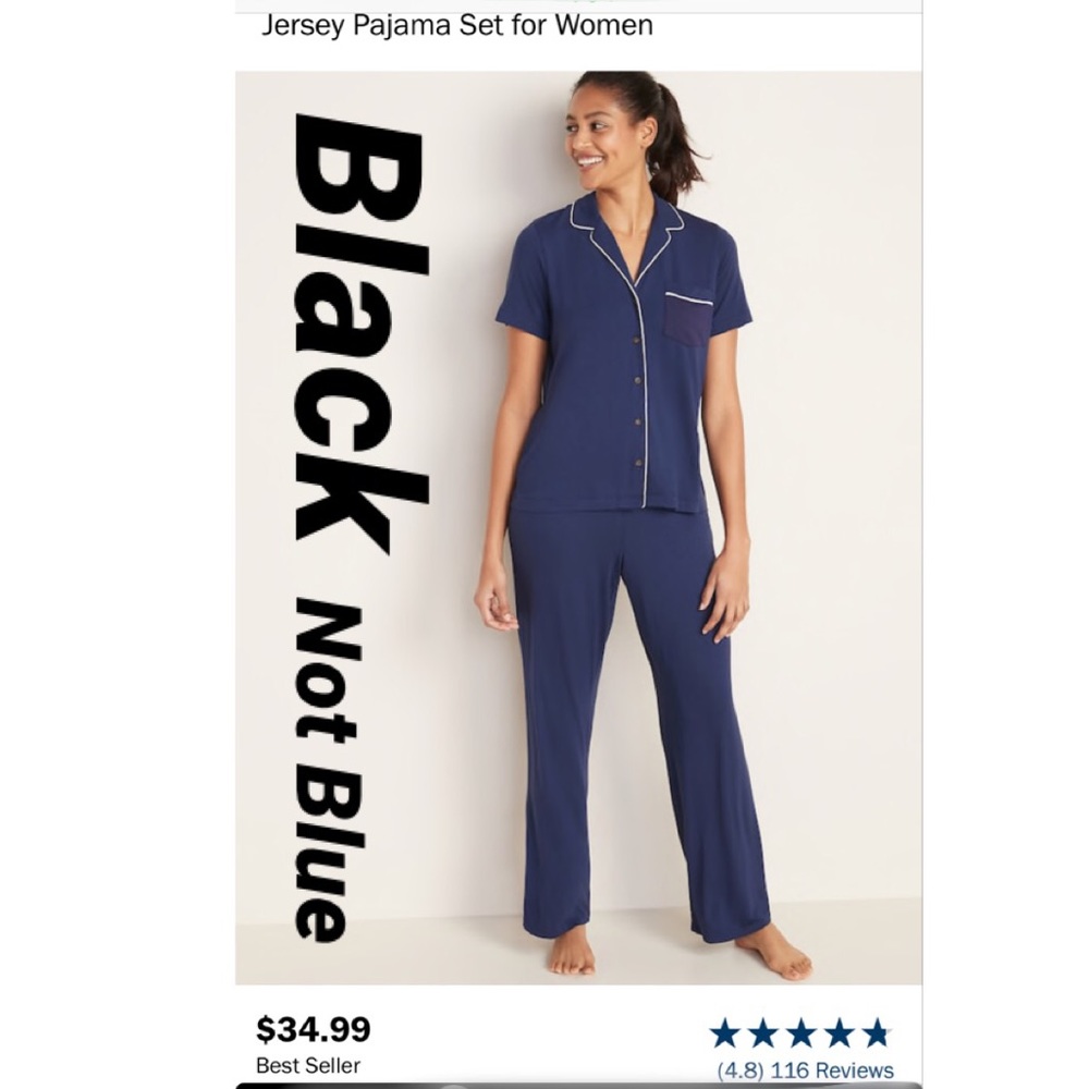 Black with white piping womens pajamas